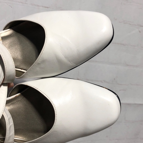 Ros Hommerson Pauly White Leather Round Toe Strappy Pumps Size 8.5M - Picture 15 of 16